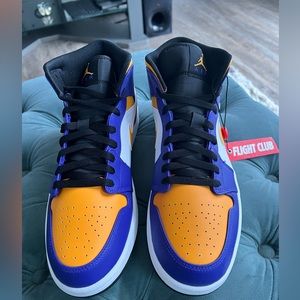 Air Jordan 1 Mid “Lakers”. Size 10.5. Purple, Yellow, White.